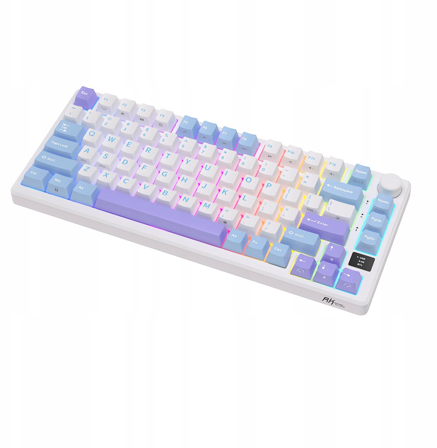 Tastierë mekanike Royal Kludge M75, wireless 2.4G, 80% 75%, Taro Milk Brown