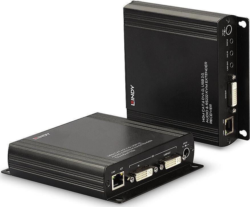 Extender KVM Lindy 140m Cat.6, DVI-D USB Audio RS-232, 1920x1200