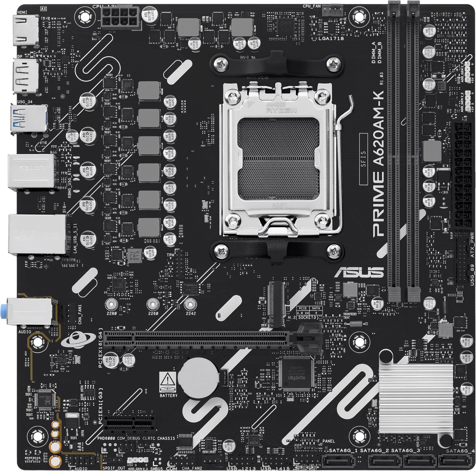 Pllakë amë ASUS PRIME A620M K, AMD A620, DDR5, Micro ATX