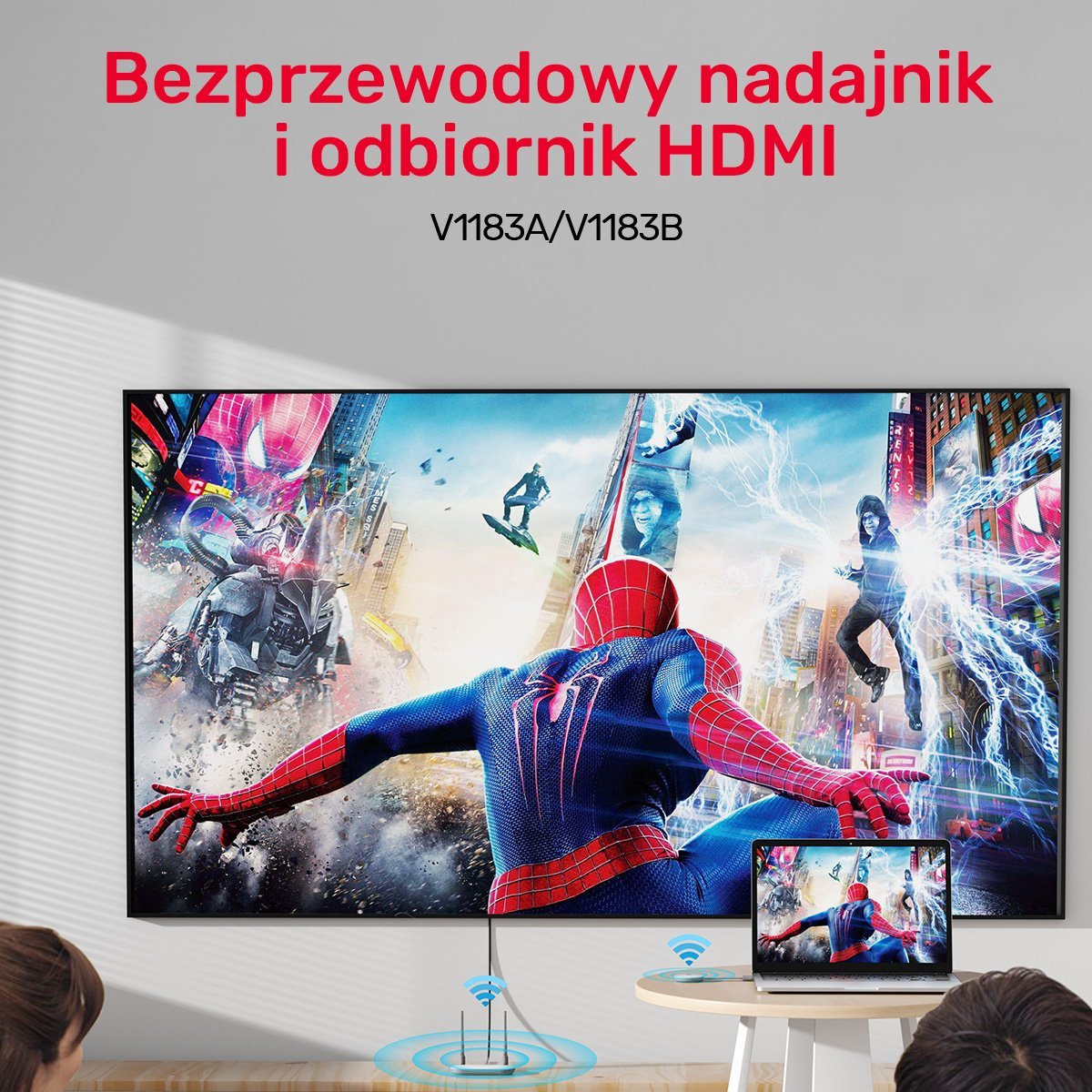 Transmetues HDMI wireless UNITEK V1183B, 50m, Full HD 1080p 60Hz, i bardhë gri