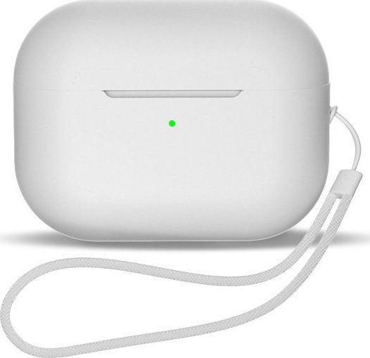 Mbrojtëse silikoni për AirPods 1 dhe 2, me rrip kyçi, e bardhë