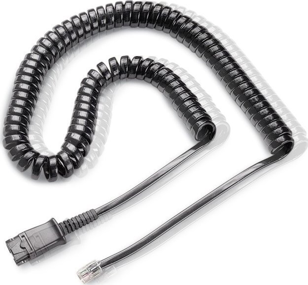 Kabllo lidhëse HP Poly M22 to QD U10, spirale, për kufje Plantronics, e zezë