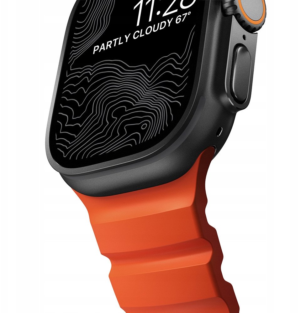 Rrip ore Rolling Square Rocky Point Band, 46mm 49mm, gome FKM, ngjyra magma me elemente të zeza
