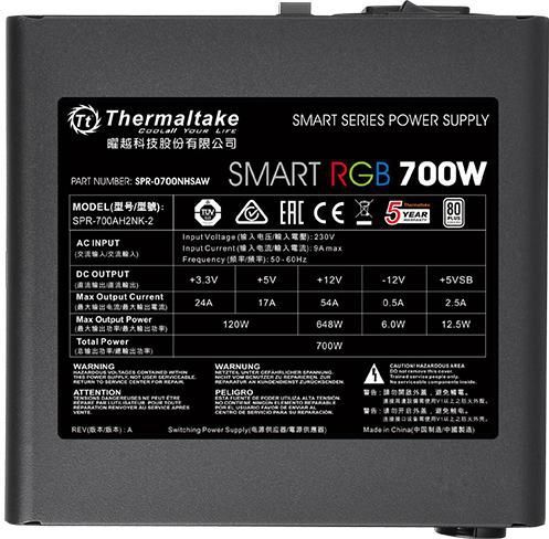 Furnizues me energji Thermaltake Smart RGB 700W (PS-SPR-0700NHSAWE-1), i zi