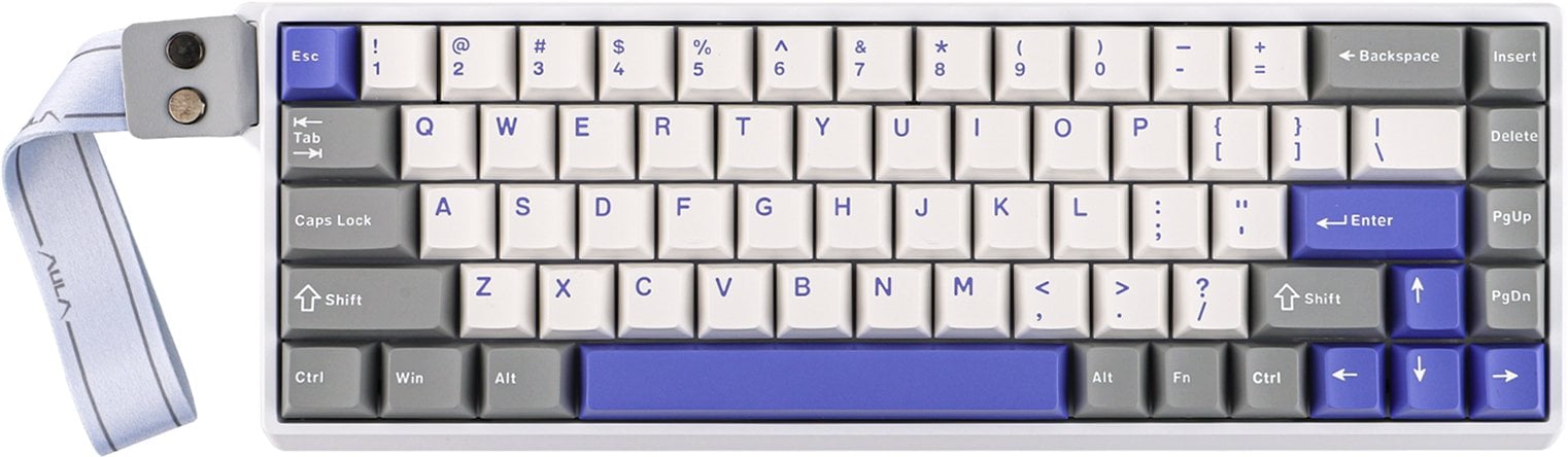 Tastierë me kabllo AULA WIN68 HE Max, 65%, RGB, gri e bardhë e purpurt