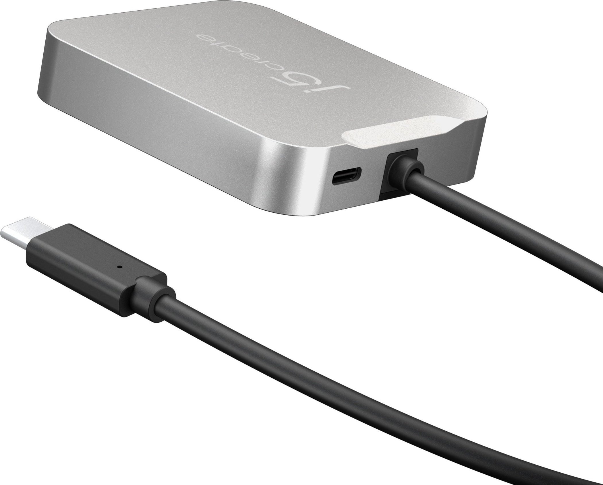 Adapter USB C j5create JCD391 4K60 Elite, PD 86W, shumë porte, argjendtë