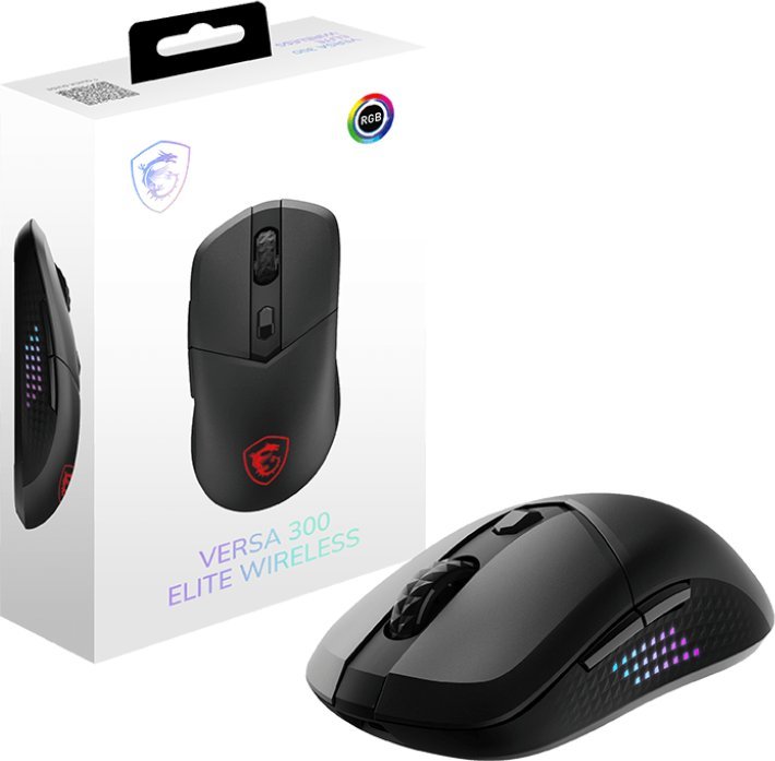 Maus gaming MSI VERSA 300 ELITE WIRELESS, 26000 DPI, RF Bluetooth USB C, i zi
