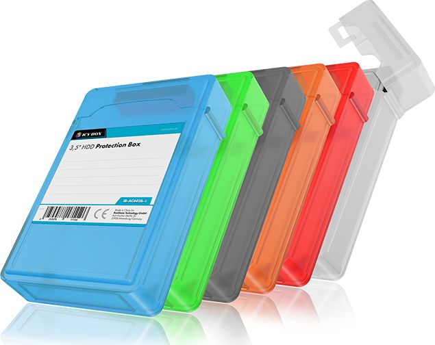 Сет заштитни кутии за хард диск 3.5\" Icy Box IB-AC602B, 6 парчиња, во повеќе бои