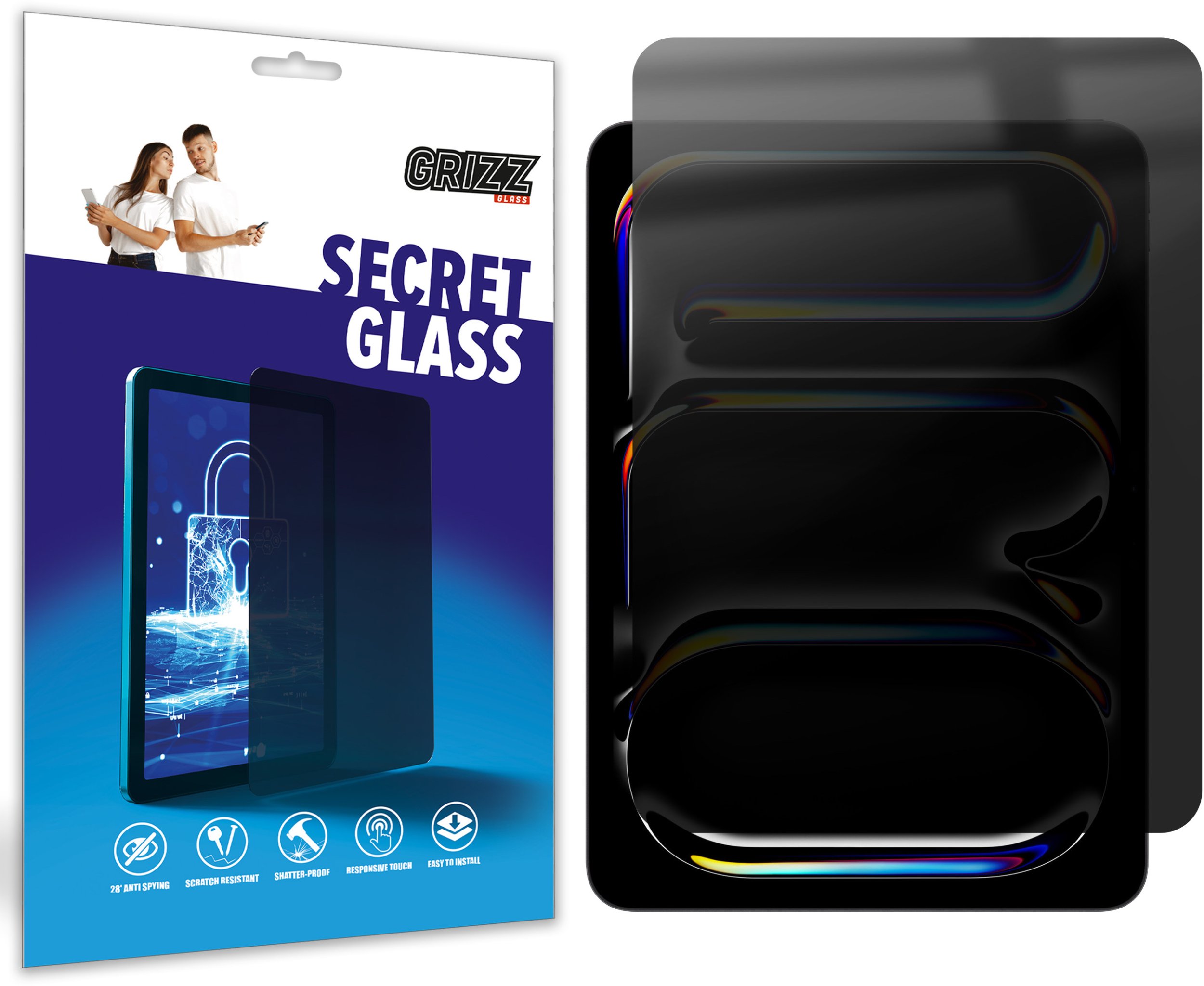 Xham mbrojtës matte privatësie GrizzGlass SecretGlass për Apple iPad Pro 11" M5, për ekranin, transparent