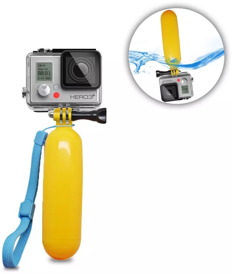 Mbajtës notues Hurtel për GoPro SJCAM, ergonomik, i verdhë