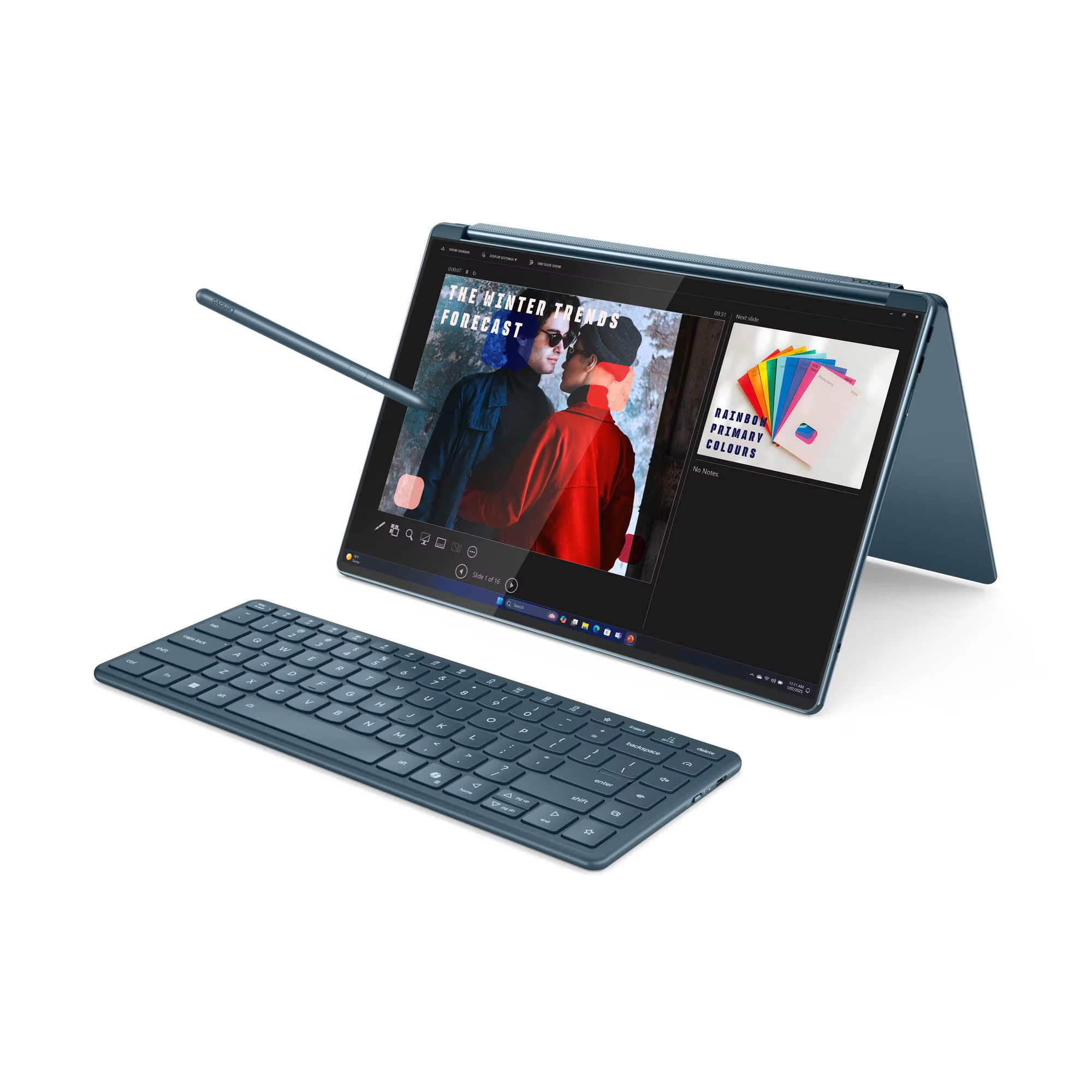 Laptop Lenovo NB Yoga Book 9 14IAH10, 2x14", Intel Arc 140T GPU, Intel Core Ultra 7 255H, 2.8K WQXGA, Multi-touch, 32GB LPDDR5x-8400, 1TB SSD M.2 2242 PCIe, Tidal Teal