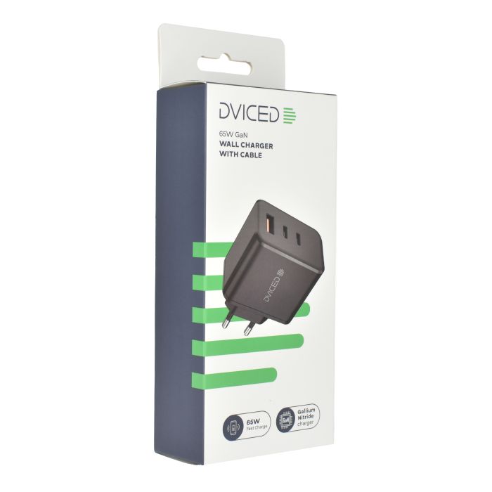 Dviced Wall Charger 65W GaN 1 USB-A, 2 USB-C EU W Cable, Black