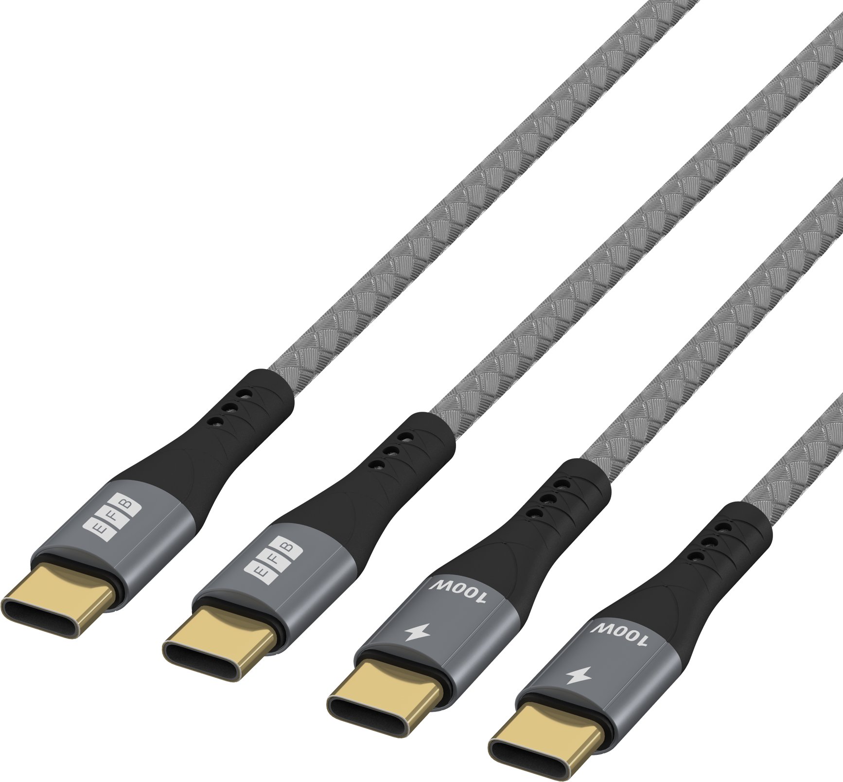 USB кабел EFB USB-CC-00006, USB-C до USB-C, 2 м, 100W, црн