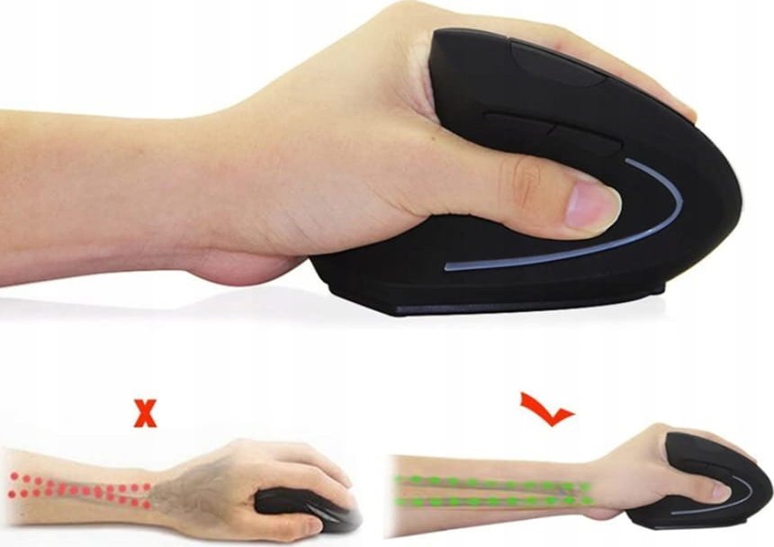 Maus vertikal ergonomik me kabllo, USB, 1200 DPI, i zi