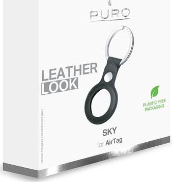 Mbajtëse Puro për Apple AirTag Leather Sky, lëkurë, e zezë