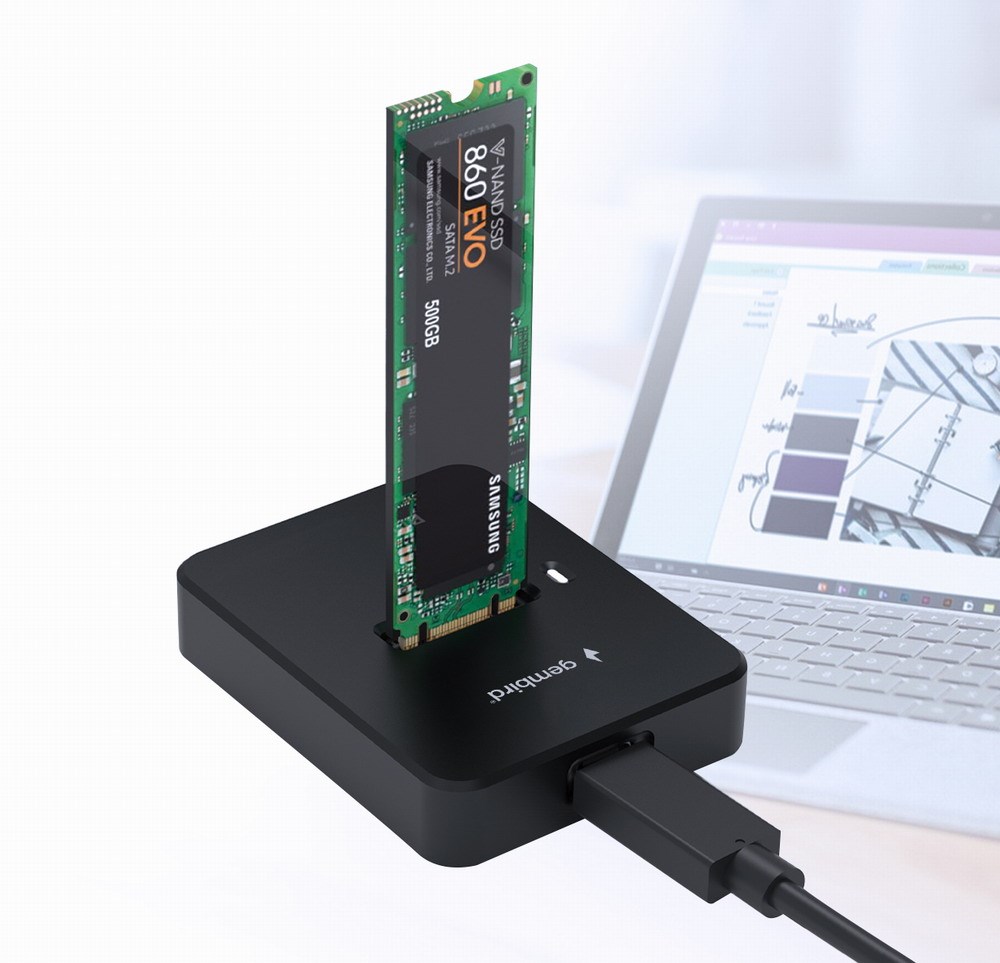 Stacion dokimi SSD Gembird ACC DOCK STATION USB C M.2 DD U3M2, për SATA dhe NVMe, i zi