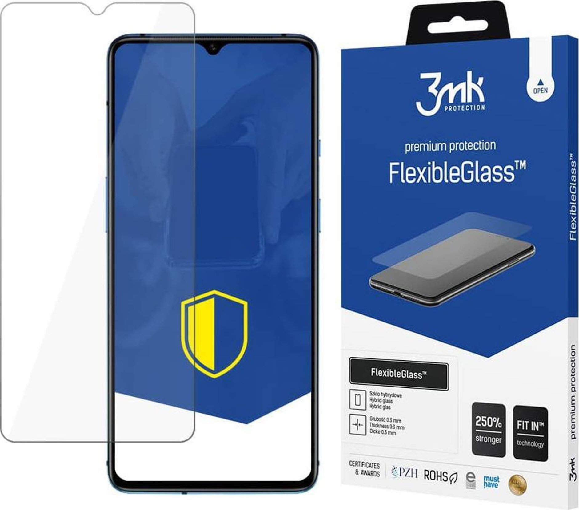 Xham mbrojtës 3MK FlexibleGlass për Apple iPhone 16 Plus, Hybrid Glass, transparent