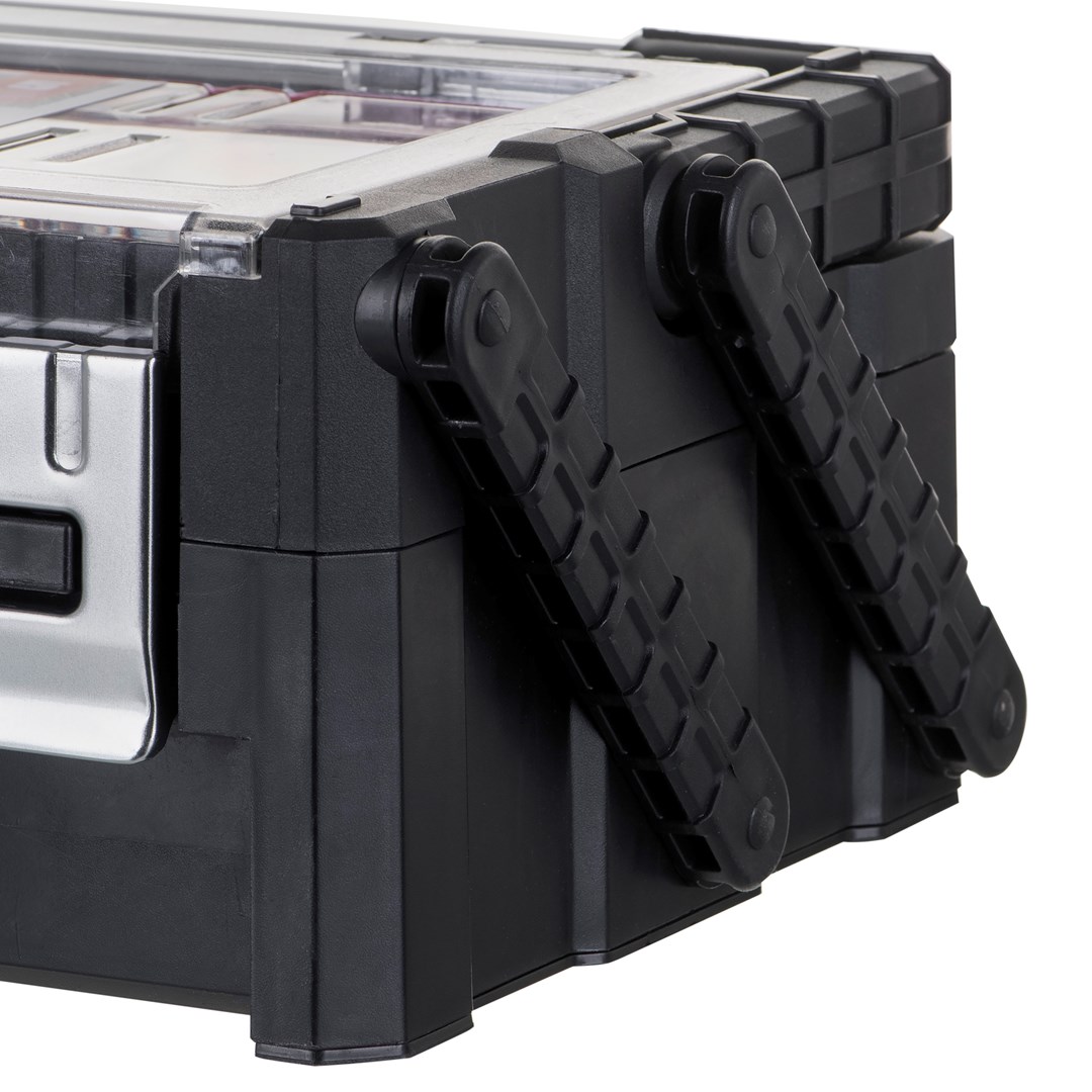 Kuti veglash Keter Tool Box 237006, 18 ndarje, kapak transparent, gri