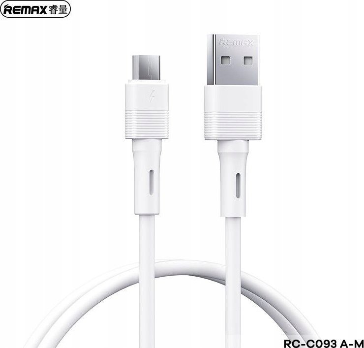 Kabllo Remax Leya Series RC-C093, USB në micro USB, 1m, 2.4A, e bardhë