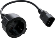 Adapter rryme C TECH C14 në Schuko, 15 cm, i zi