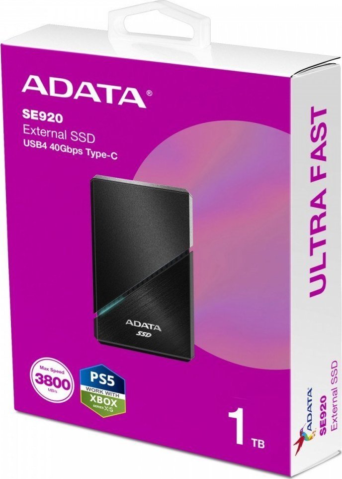 SSD i jashtëm ADATA SE920, 1TB, USB4, i zi