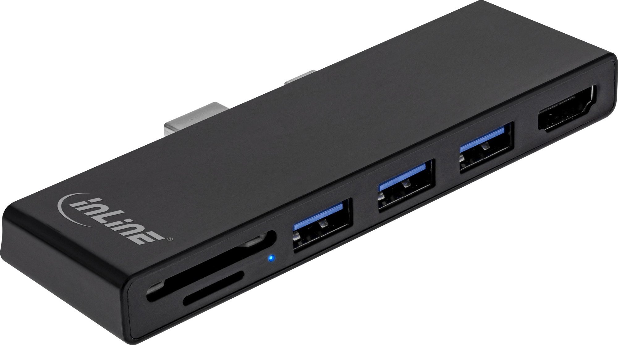 Docking station Inline MultiHub, USB 3.2 Gen1, Mini DisplayPort në HDMI, për Surface Pro, i zi
