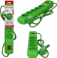 Prizë zgjatëse SURGE PROTECTOR, 5 dalje, 1.5m, e gjelbër