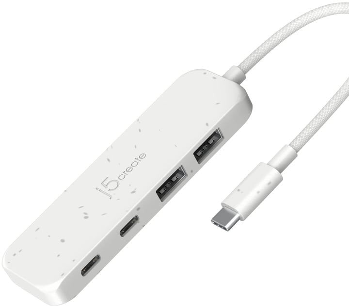 Hub USB C j5create Eco Friendly, 4 porta USB C USB A, 10Gbps, i bardhë