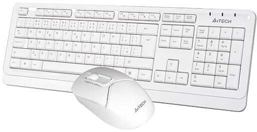 Set tastierë dhe maus A4Tech FG1012, wireless 2.4 GHz, me maus optik, e bardhë