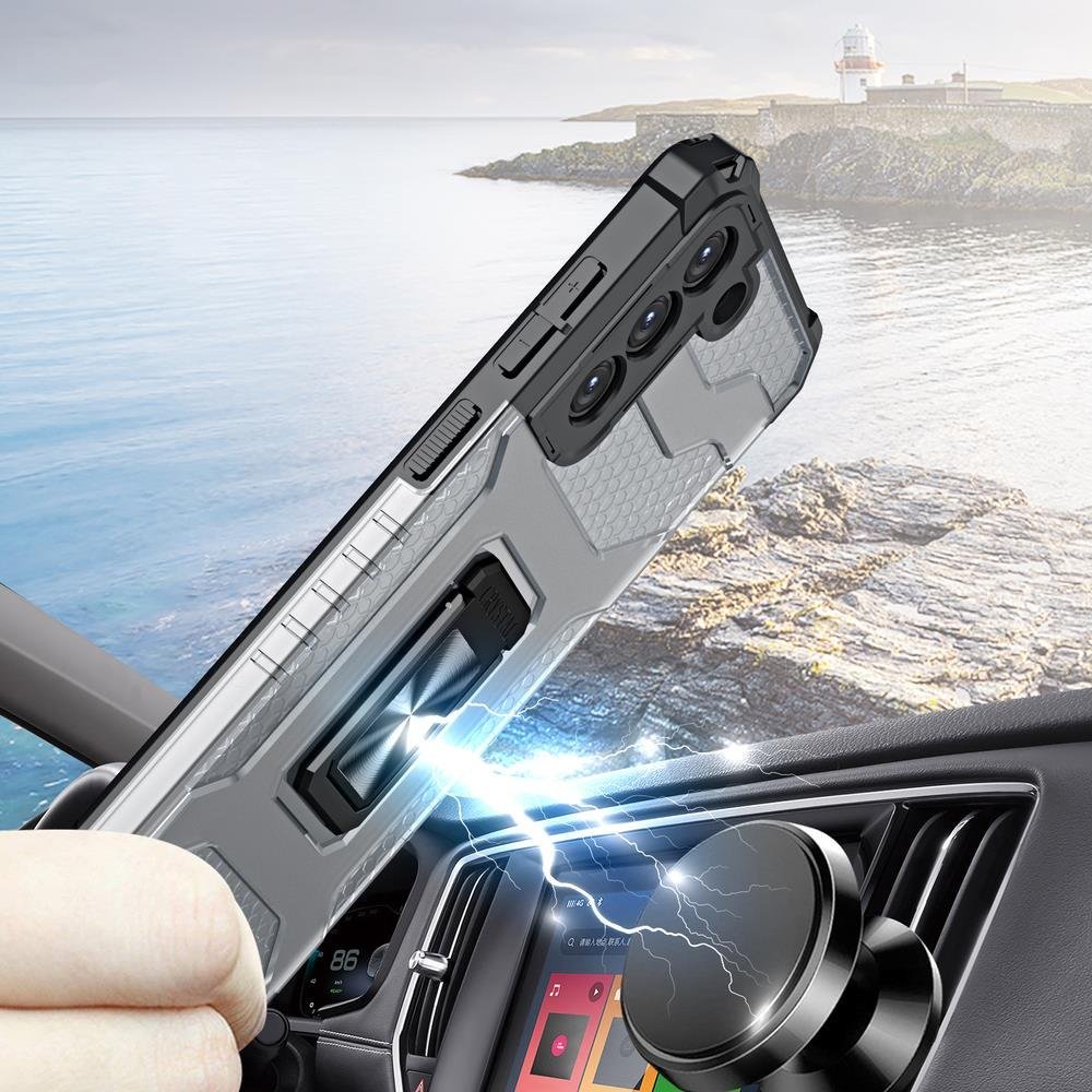 Maskë telefoni Hurtel Crystal Ring Case, Samsung Galaxy S22 Plus, hibride, me unazë magnetike, e kuqe