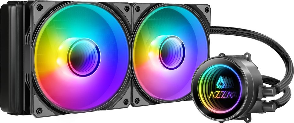 Ftohës uji për procesor Azza Galeforce 240 ARGB, radiator 240mm, i zi