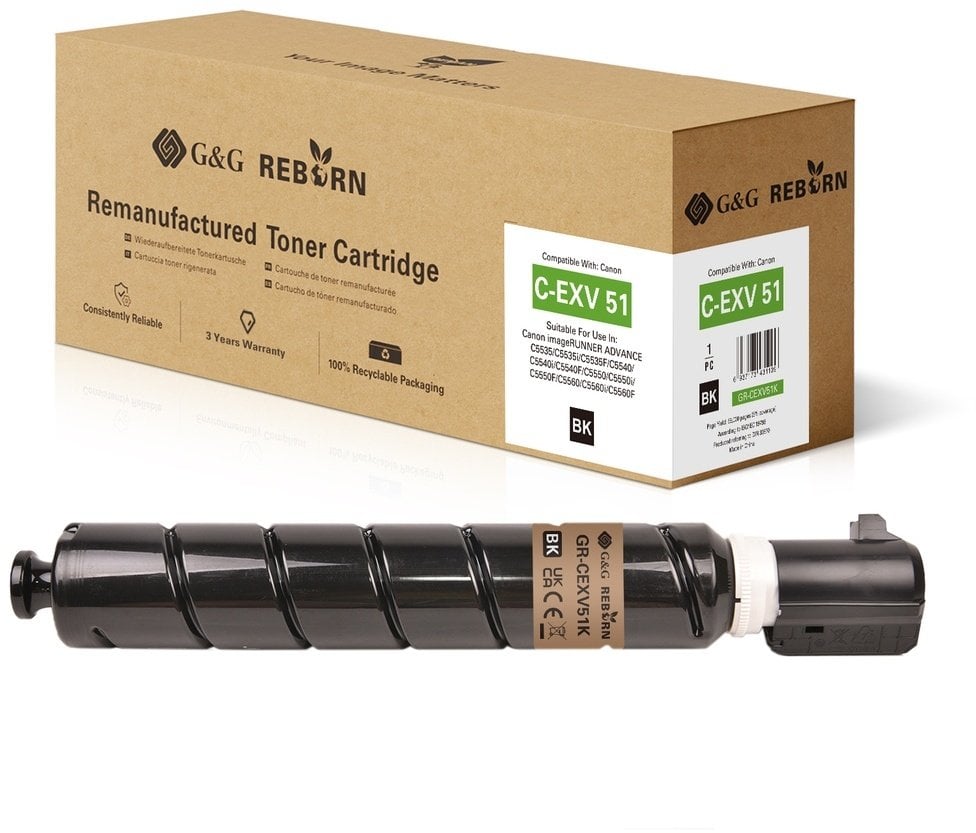 Toneri kopjues G&amp;G Reborn Canon C-EXV51 BK, i ripërpunuar, i zi