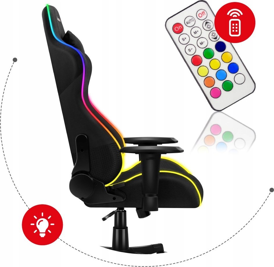 Karrige gaming Huzaro Force 6.3 RGB Mesh, deri 130kg, me ndriçim RGB, e zezë