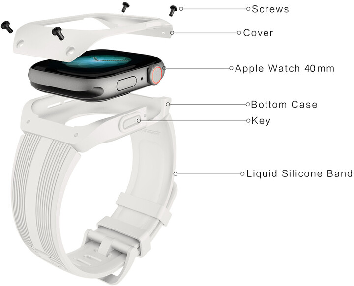 [OUTLET] Rrip silikoni MAX MAS14 për Apple Watch, 38/40mm, i bardhë