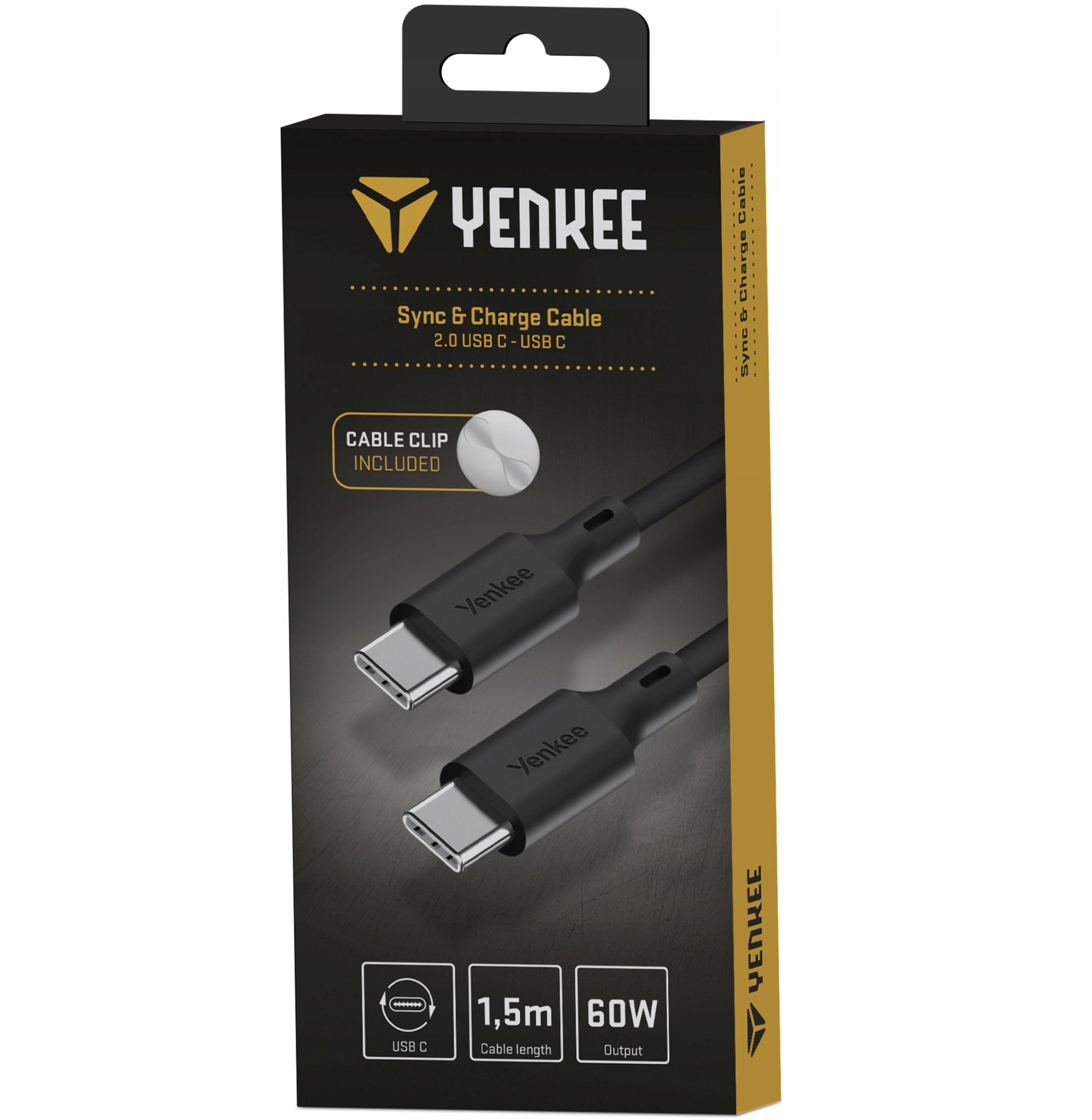 Kabllo USB C në USB C Yenkee YCU C115, 1.5m, silikon, i zi