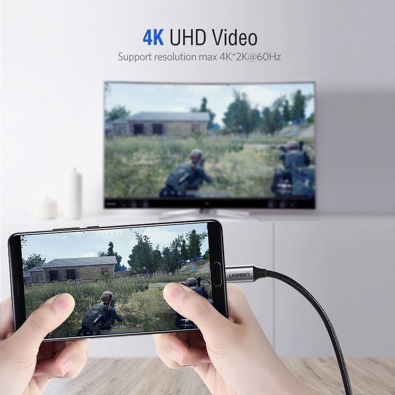Кабел Ugreen USB-C во HDMI, 1.5m, 4K 60Hz, црн