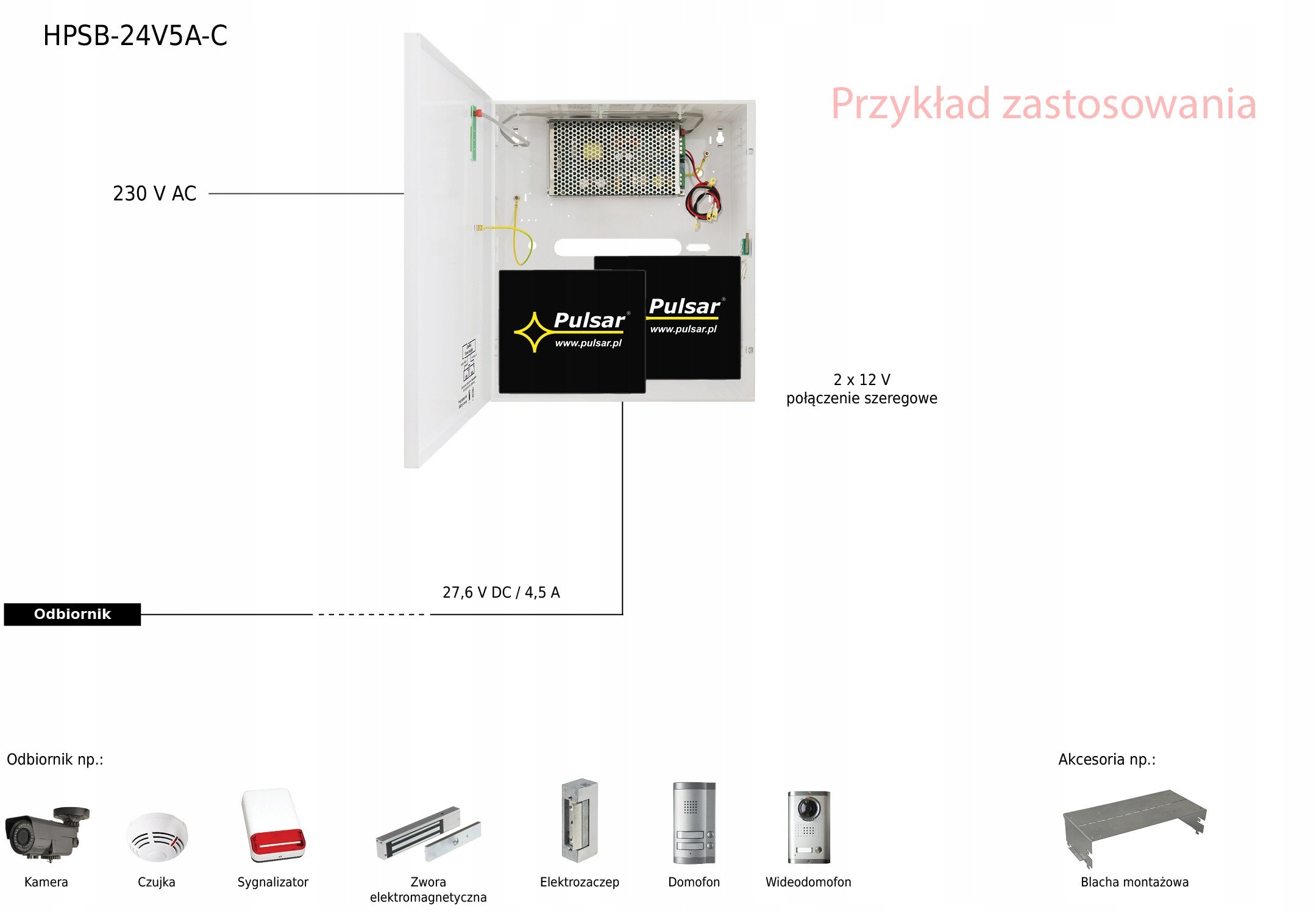 Напојување Pulsar HPSB-24V5A-C, 24V, 5A, сиво