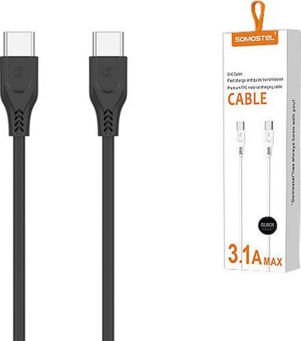 Kabllo Somostel, USB C në USB C, 2 m, e zezë