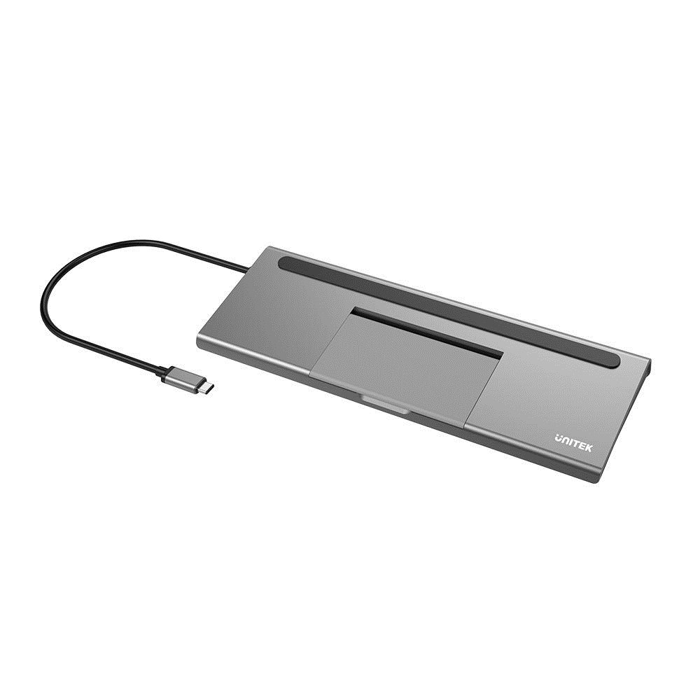 Stacion lidhës Unitek uHUB 11+, USB-C, 10 Gbps, 80W, i hirtë