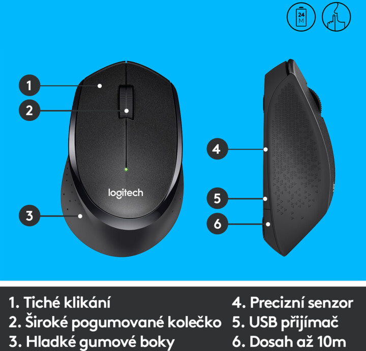 Maus Logitech M330 Silent Plus, i zi