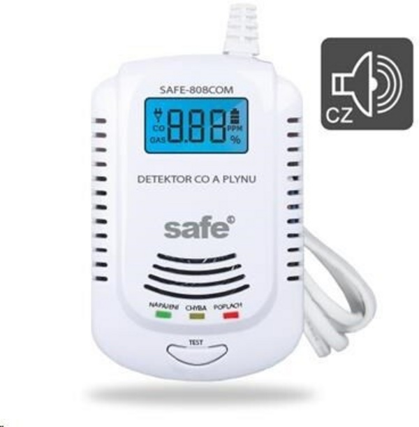 Detektor i kombinuar i monoksidit të karbonit dhe gazit eksploziv SAFE 808 COM, ekran LCD