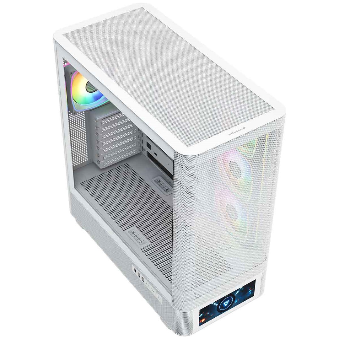 Kuti gaming MODECOM Volcano AQ500, MIDI Tower, ARGB, e bardhë