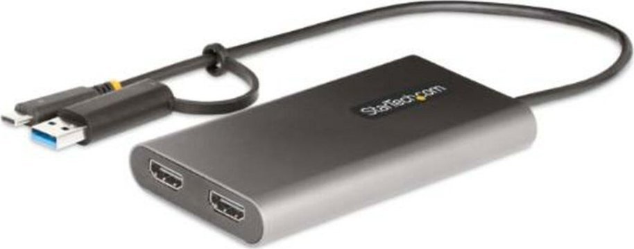 Adapter video StarTech USB C në 2x HDMI, 4K 60Hz, Power Delivery 100W, i zi