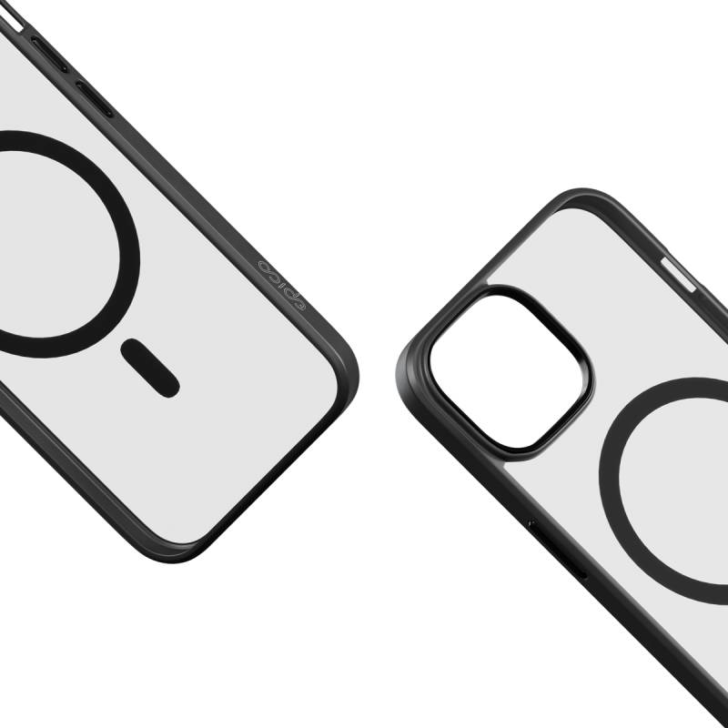 Mbulesë telefoni Epico Mag+ Hero për iPhone 15 Plus, MagSafe, transparent e zezë