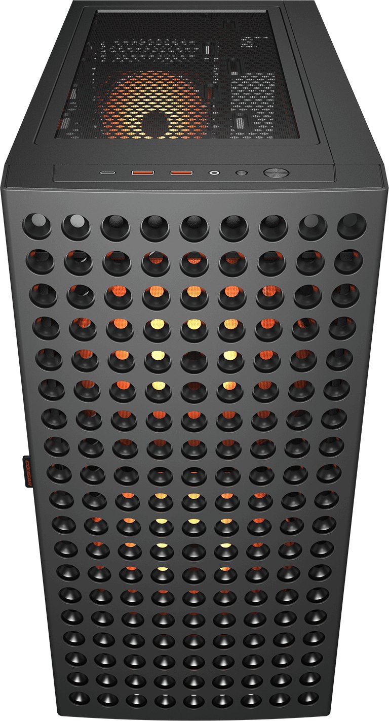 Kasa kompjuteri Cougar Airface Eco RGB, Middle Tower, xham i temperuar, pa furnizues energjie, e zezë