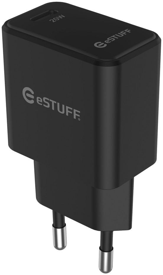 USB полнач ESTUFF USB-C Charger EU PD, 20W, 1x USB-C, бел