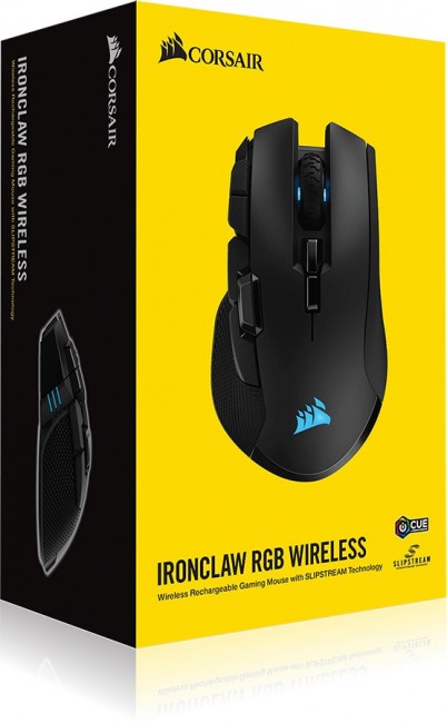 Гејминг глушец Corsair IRONCLAW RGB Wireless, безжичен, црн