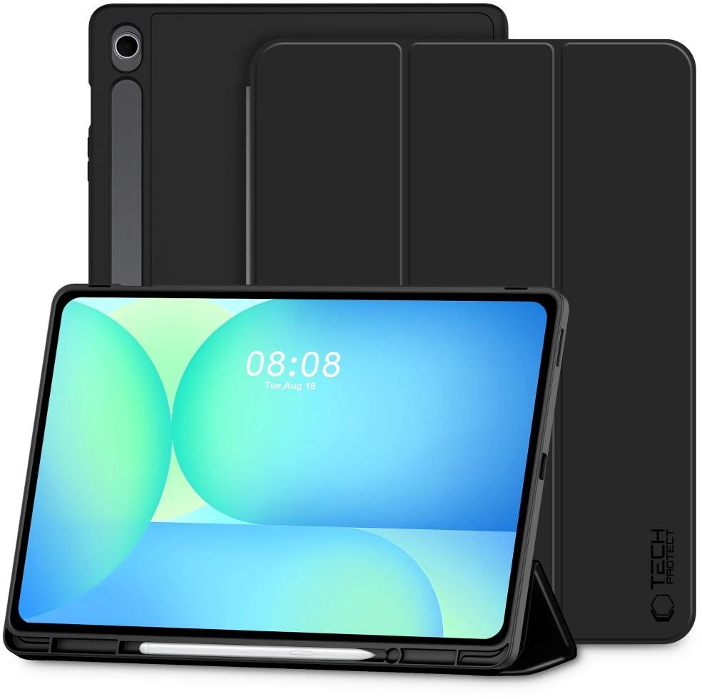 Mbulesë tablet Tech-Protect SmartCase Pen Case për Samsung Galaxy Tab S10 FE Plus, silikoni, funksion qëndrimi, e zezë