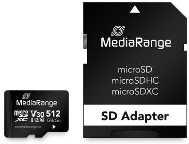 Kartë memorije MicroSD MediaRange 512GB, UHS-I Class 10, me adapter