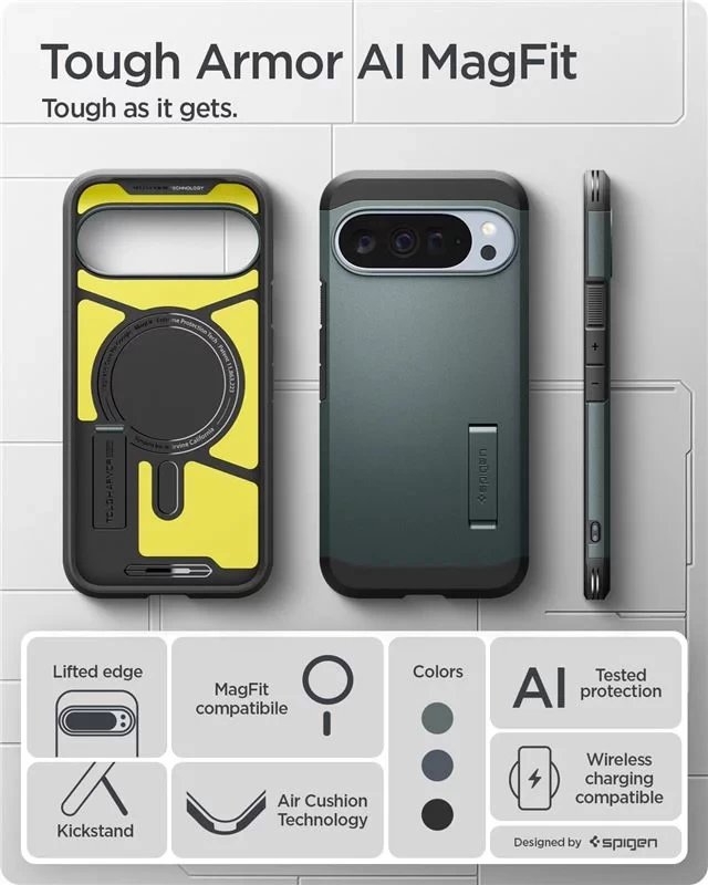 [OUTLET] Mbulesë telefoni Spigen Tough Armor MagSafe, për Google Pixel 10 Pro XL, jeshile
